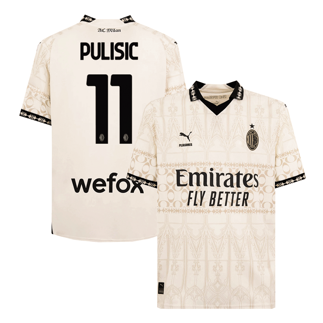 PULISIC #11 AC Milan X Pleasures Fouth Away Soccer Jersey 2023/24 Top Soccer Jerseys Store