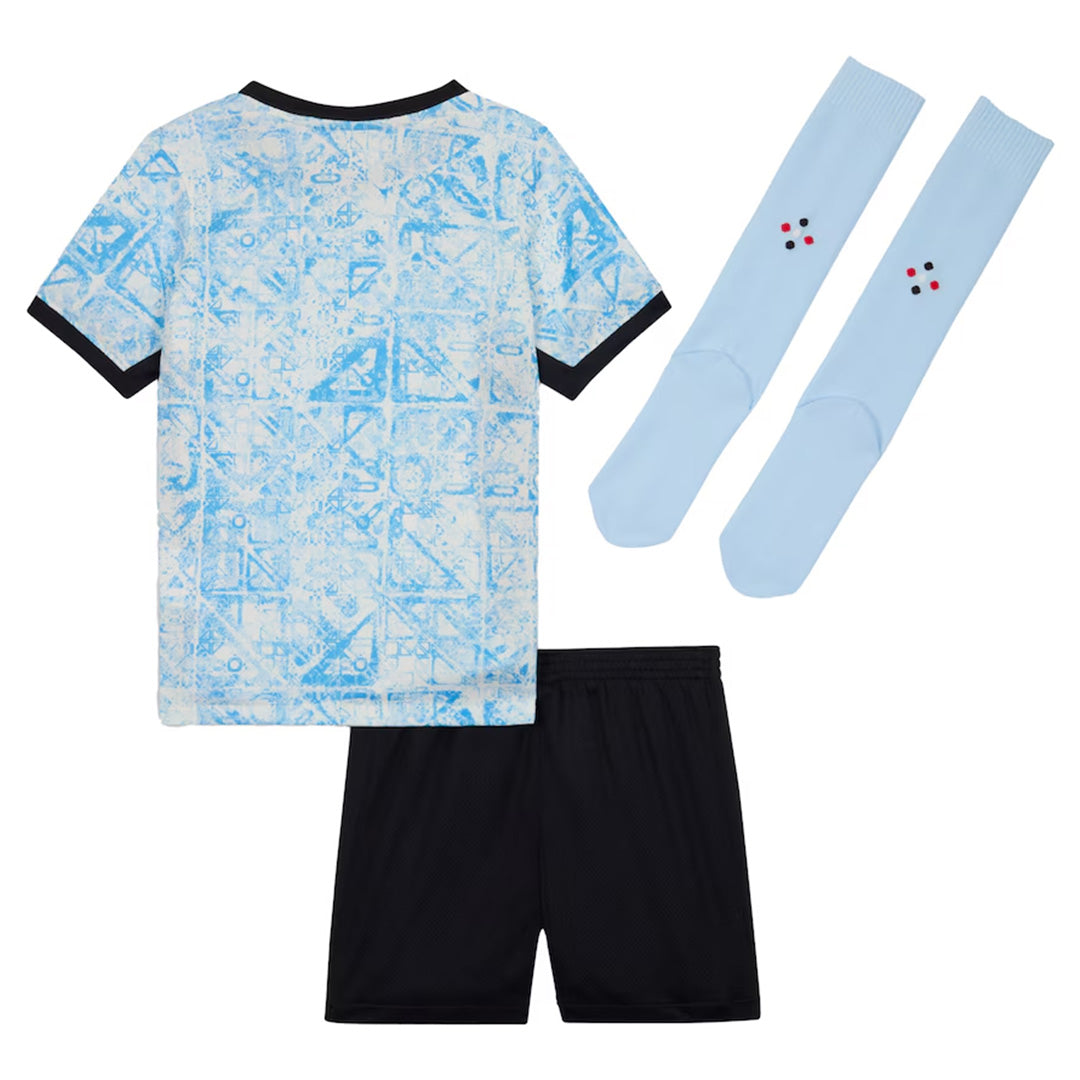 Camiseta de visitante de Portugal para niños, kit completo para la Eurocopa 2024 (pantalones cortos + medias)