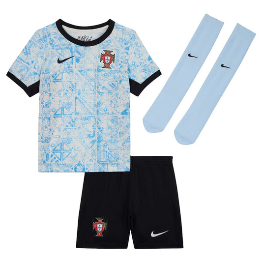 Camiseta de visitante de Portugal para niños, kit completo para la Eurocopa 2024 (pantalones cortos + medias)
