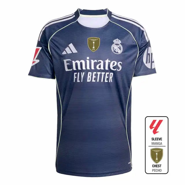Camiseta de fútbol visitante del Real Madrid 2025/26