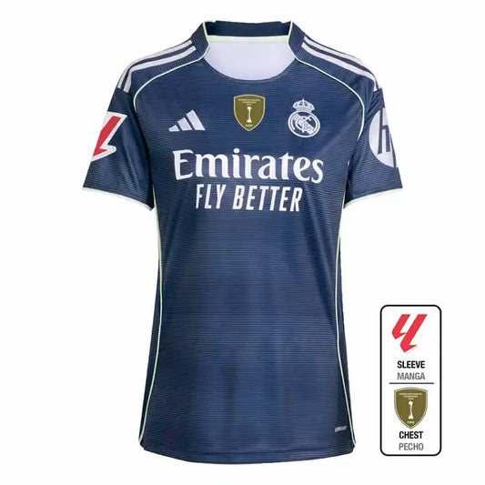 Camiseta de fútbol visitante del Real Madrid para mujer 2025/26