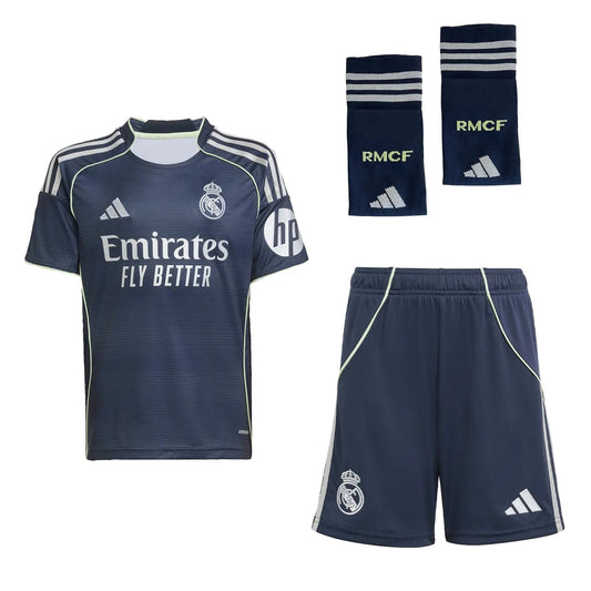 Camiseta de fútbol visitante del Real Madrid para niño (camiseta, pantalón corto y medias) 2025/26