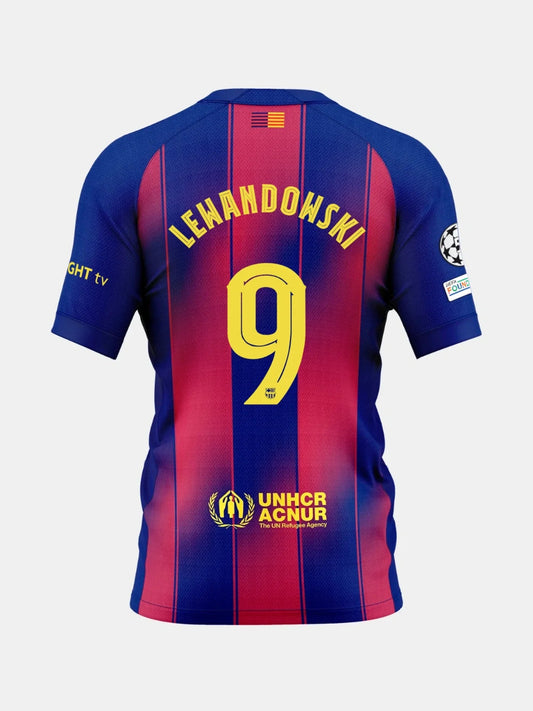 Camiseta de fútbol de local del Barcelona Lewandowski #9 2025/26 (versión de jugador) - UCL