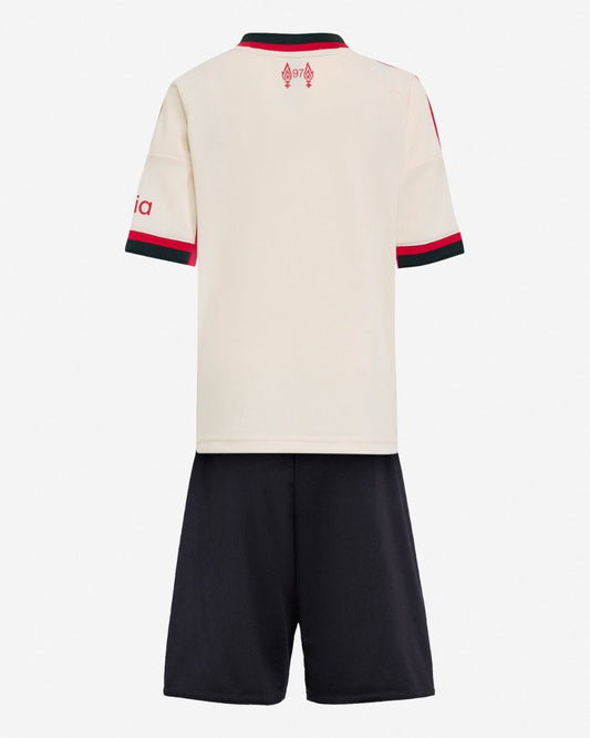 Camiseta de fútbol visitante del Liverpool para niños 2025/26 (Camiseta + Pantalones cortos)