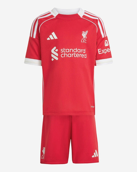 Camiseta de fútbol local del Liverpool para niños 2025/26 (Camiseta + Pantalones cortos)