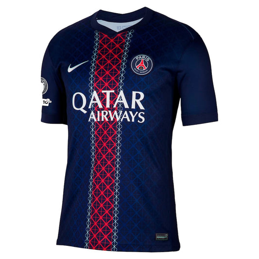 Camiseta de local del PSG 2025-26 con la Champions League y el escudo del 10.º aniversario de la Fundación UEFA