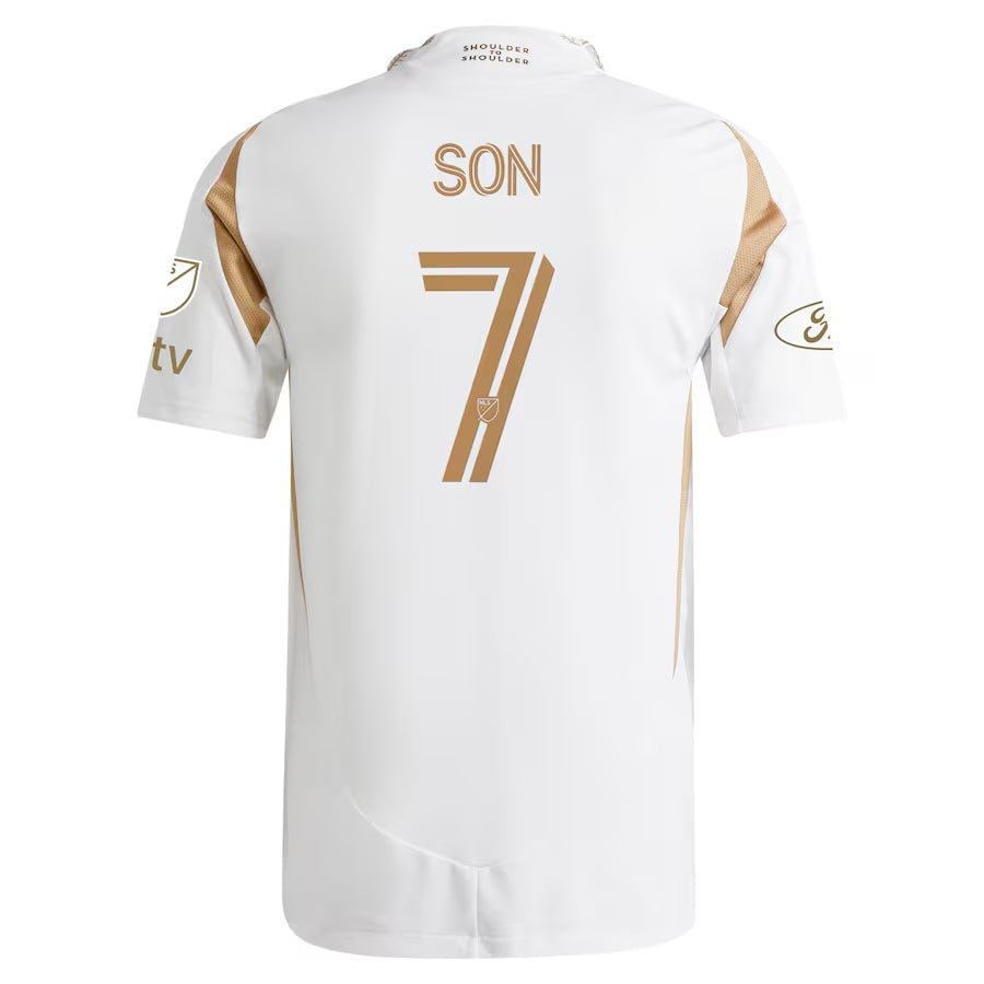 Versión de jugador para hombre LAFC #7 Son Heung-Min Blanco 2025 Visitante - Corte ajustado
