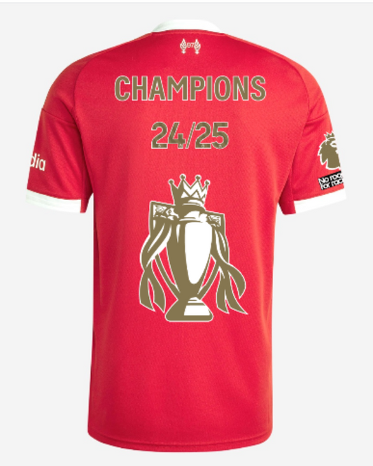 Camiseta de fútbol local del Liverpool 2025/26 - CAMPEONES 24/25 y Trofeo de Oro e Insignia