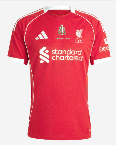 Camiseta de fútbol local del Liverpool 2025/26 - CAMPEONES 24/25 y Trofeo de Oro e Insignia