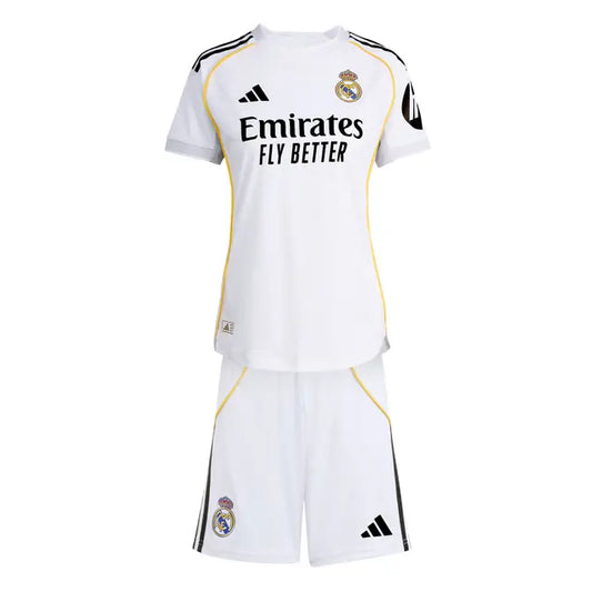 Camiseta de fútbol local del Real Madrid para niño (camiseta, pantalón corto y medias) 2025/26