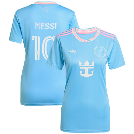 Camiseta de fútbol de visitante del Inter Miami CF Messi #10 para mujer 2025