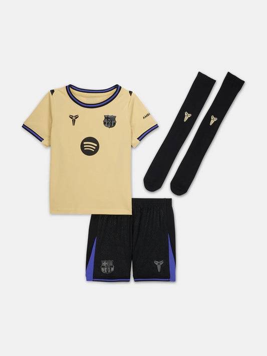 Camiseta de fútbol visitante del Barcelona para niños (camiseta, pantalón corto y calcetines) 2025/26