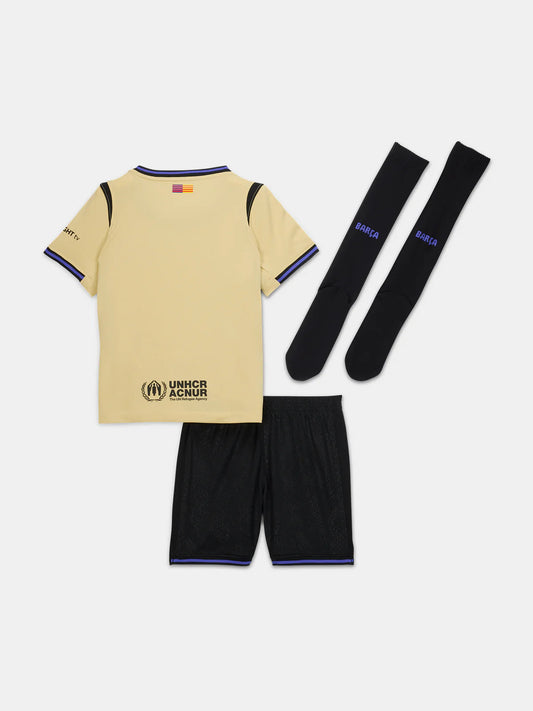 Camiseta de fútbol visitante del Barcelona para niños (camiseta, pantalón corto y calcetines) 2025/26