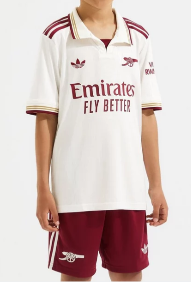 Camiseta de fútbol visitante del Arsenal para niños (camiseta y pantalón corto) 2025/26