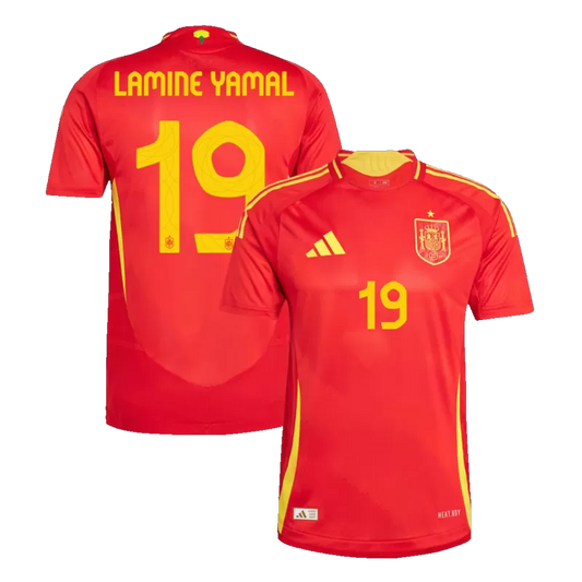Versión del jugador LAMINE YAMAL #19 Camiseta de fútbol local de España Eurocopa 2024
