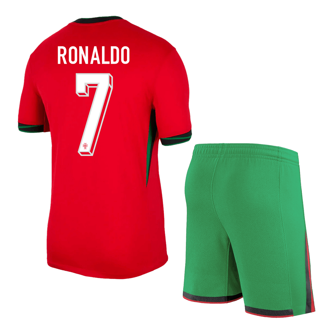 [Calidad superior] Camiseta local de Ronaldo #7 de Portugal para hombre (camiseta y pantalón corto) para la Eurocopa 2024