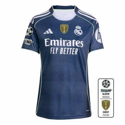 Camiseta de fútbol visitante del Real Madrid para mujer 2025/26