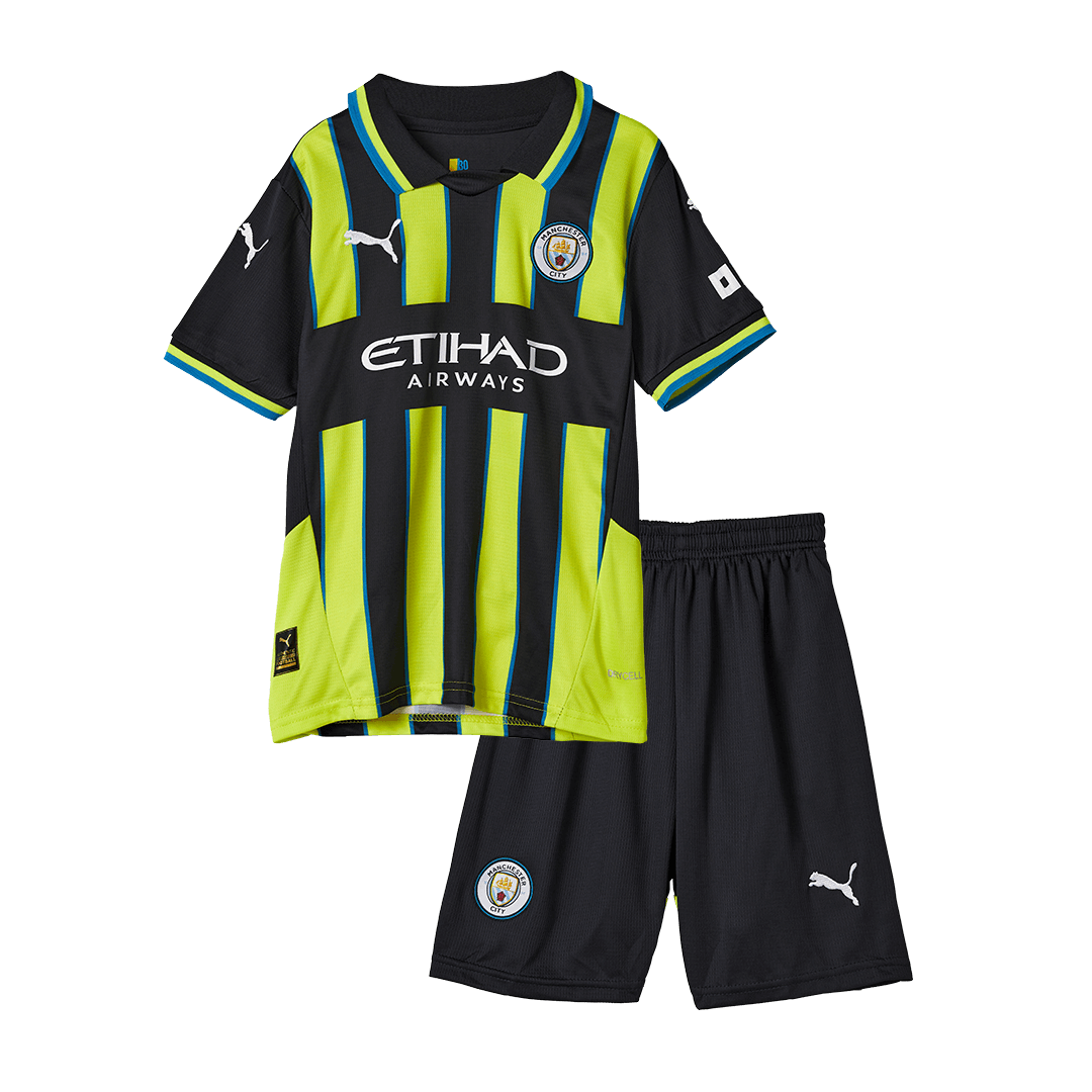 Kid's Manchester City Away  Soccer Jersey Kit(Jersey+Shorts+Socks) 2024/25 Top Soccer Jerseys Store