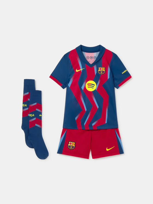 Kid‘s Barcelona Fourth Away Soccer Jerseys (Jersey+Short+Socks) Kit 2025/26