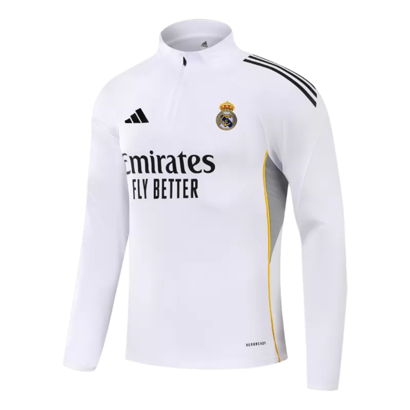 Kid's Real Madrid 1/4 Zip Training Kit (Jacket+Pants) 2025/26 - White