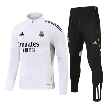Kid's Real Madrid 1/4 Zip Training Kit (Jacket+Pants) 2025/26 - White