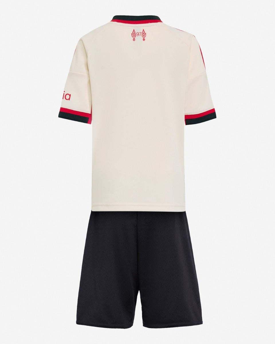 Camiseta de fútbol visitante del Liverpool para niños 2025/26 (Camiseta + Pantalones cortos)