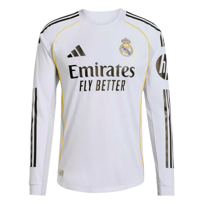 Player Version Real Madrid Home Long Sleeve Soccer Jersey 2025/26 - Slim Fit
