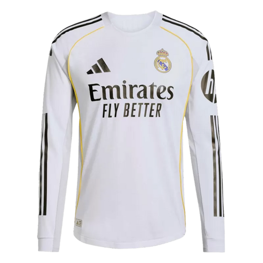 Player Version Real Madrid Home Long Sleeve Soccer Jersey 2025/26 - Slim Fit