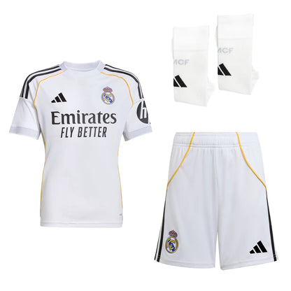 Camiseta de fútbol local del Real Madrid para niño (camiseta, pantalón corto y medias) 2025/26