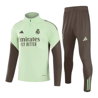 Kid's Real Madrid 1/4 Zip Training Kit (Jacket+Pants) 2025/26 - Green