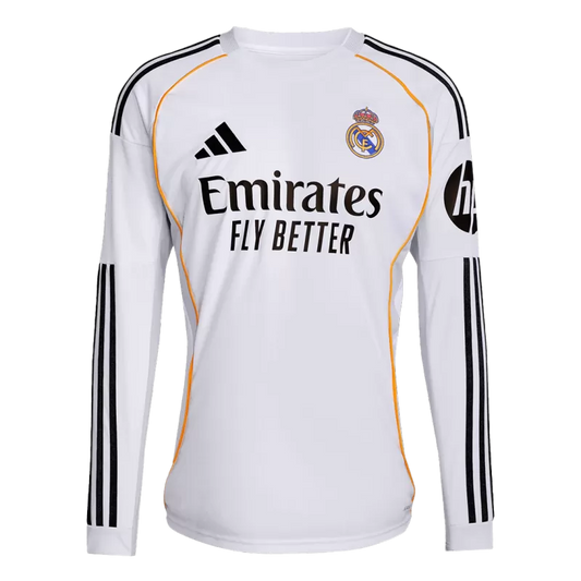 Real Madrid Home Long Sleeve Soccer Jersey 2025/26