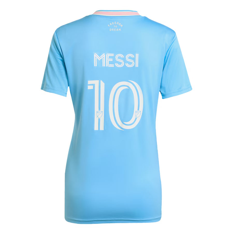 Camiseta de fútbol de visitante del Inter Miami CF Messi #10 para mujer 2025