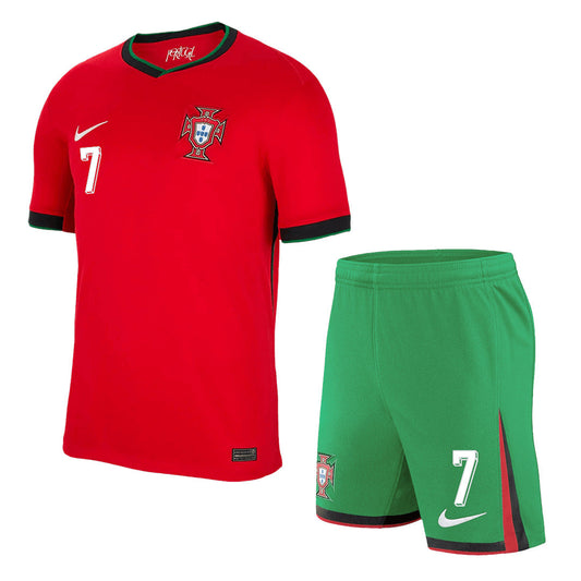 [Calidad superior] Camiseta local de Ronaldo #7 de Portugal para hombre (camiseta y pantalón corto) para la Eurocopa 2024