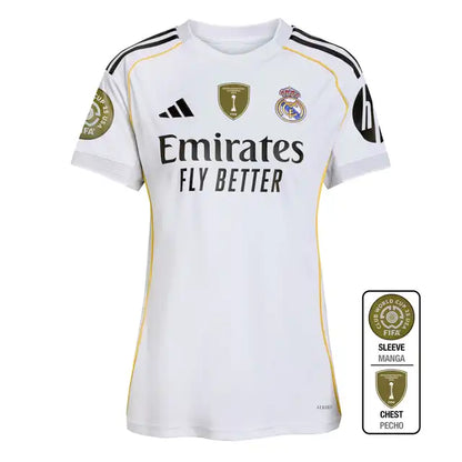 Camiseta de fútbol local del Real Madrid para mujer 2025/26