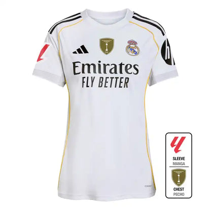 Camiseta de fútbol local del Real Madrid para mujer 2025/26